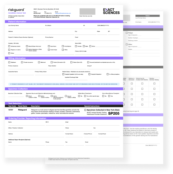 The Riskguard(TM) test order form.